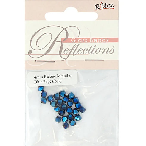 4mm Metallic Glass Bicone Beads (available in 3 colours)